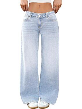 Trendy Low-Rise Baggy Jeans for Women | Y2K Loose Fit Denim Pants
